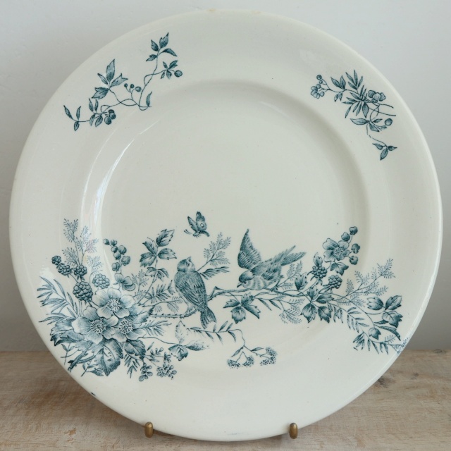 アンティーク プレート 小鳥 皿 MIGNON フランス ロンウィー製 LONGWY