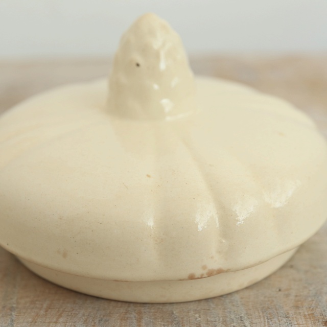 アンティーク シュガーポット 花リム Ivoire フランス サルグミンヌ製