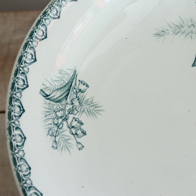 アンティーク コンポティエ スズラン MUGUET フランス サンタマン製 ST