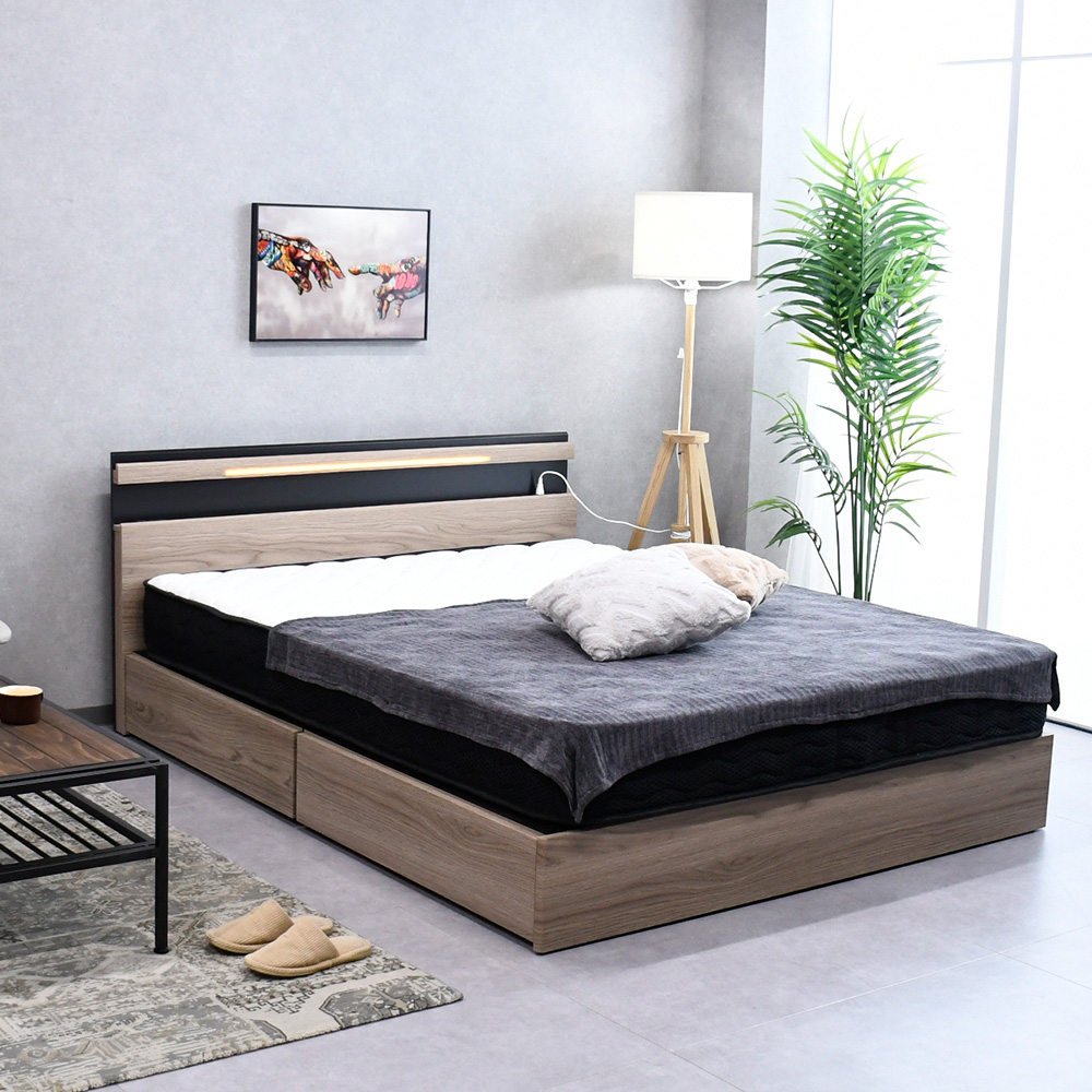 ベッド クイーン 収納付き ベッドフレームのみ クイーンベッド 宮付き