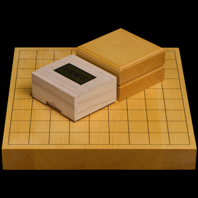 本榧1寸卓上将棋盤セット（ハギ盤・上） | 前川榧碁盤店