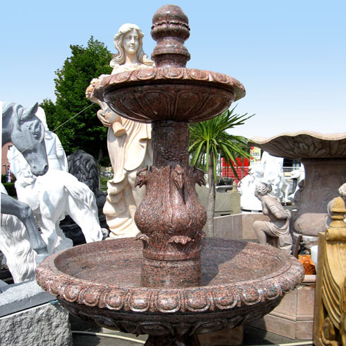 天然御影石彫刻「二段噴水」は噴水やオブジェ、プランターとしても活躍