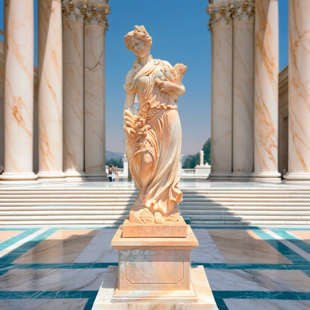 天然大理石彫刻 収穫のヴィーナス（秋） ピンク｜希少ピンク大理石