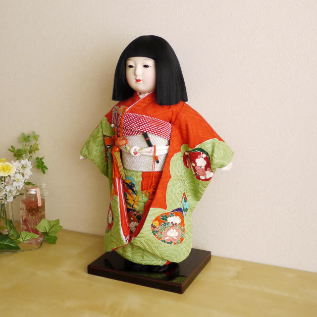 元賀章介作 12号(尺二)正絹手描 青海に貝合わせ 赤色 手塗本漆塗台