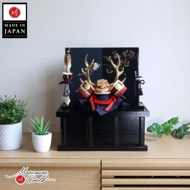 新作 京製 手描き桜 夜桜 屏風 真田幸村 六文銭 赤糸 兜 国産 黒木目塗