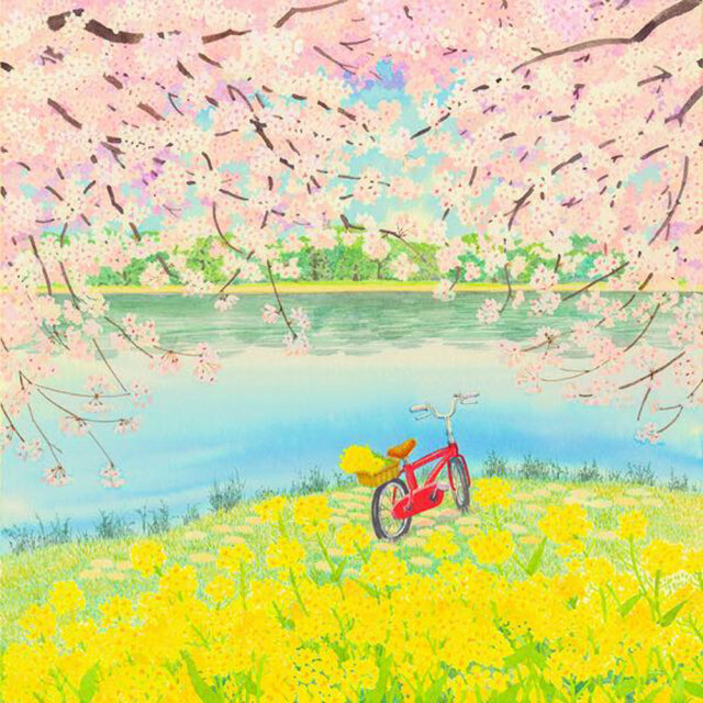 絵画 栗乃木ハルミ イラストフレームセット 春うらら 額入り絵画 428mm