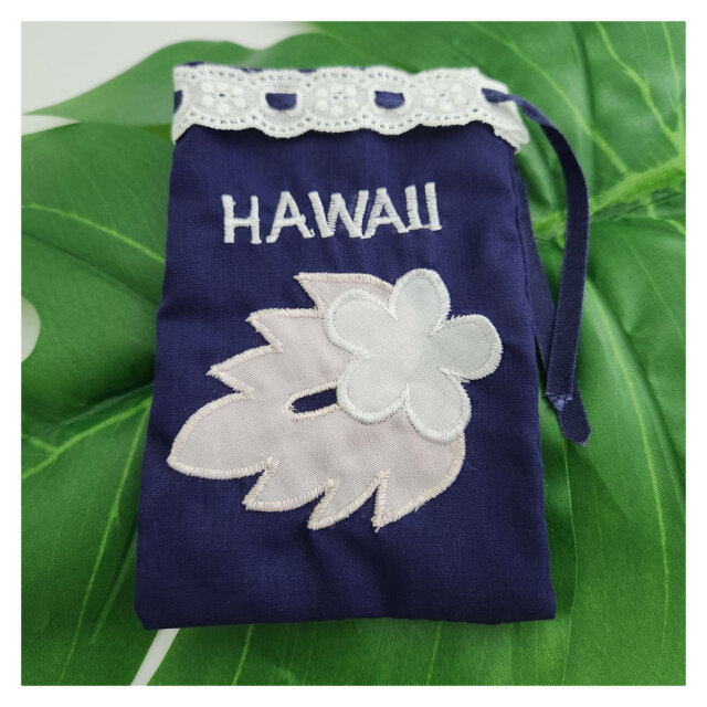 サシェ サシェバック 2カラー モンステラ プルメリア柄 ネイビー