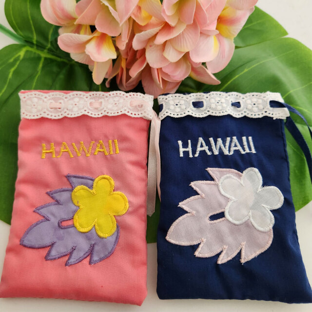 サシェ サシェバック 2カラー モンステラ プルメリア柄 ネイビー