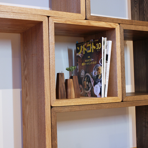 フリーラック 40 木製 タモ無垢 スクエア 収納ラック 小