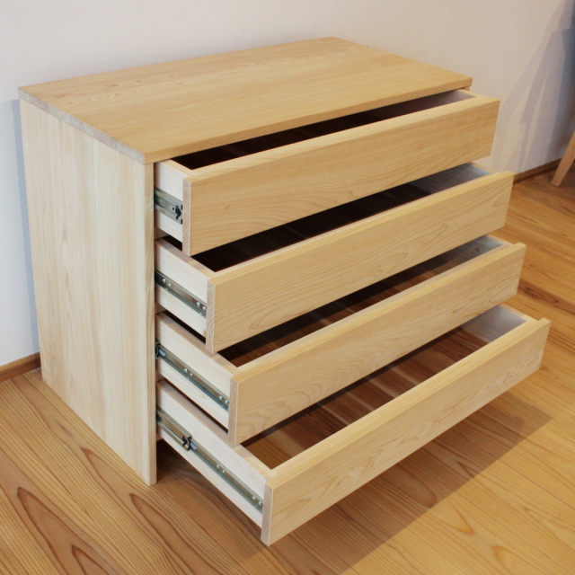 チェスト 4段 引出収納 ヒノキ 木製 無垢 タンス 箪笥