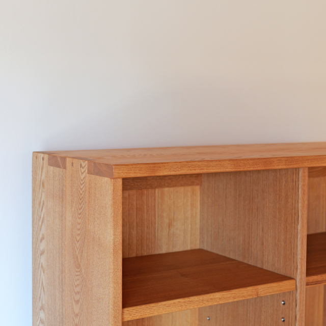 本棚 木製 ナラ書棚 Hi タモ無垢 高級 ブックシェルフ