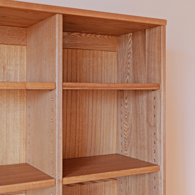 本棚 木製 ナラ書棚 Hi タモ無垢 高級 ブックシェルフ