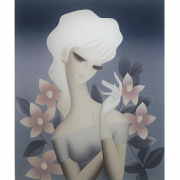 東郷青児「夕焼け空」リトグラフ 東郷たまみ監修・サイン入｜絵画販売