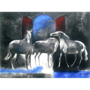 ポール・ギヤマン「朝焼けの乗馬」リトグラフ 直筆サイン入り｜絵画販売