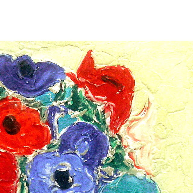 アンドレ・コタボ「カラフルブーケ」カーボランダム版画 サイン入り