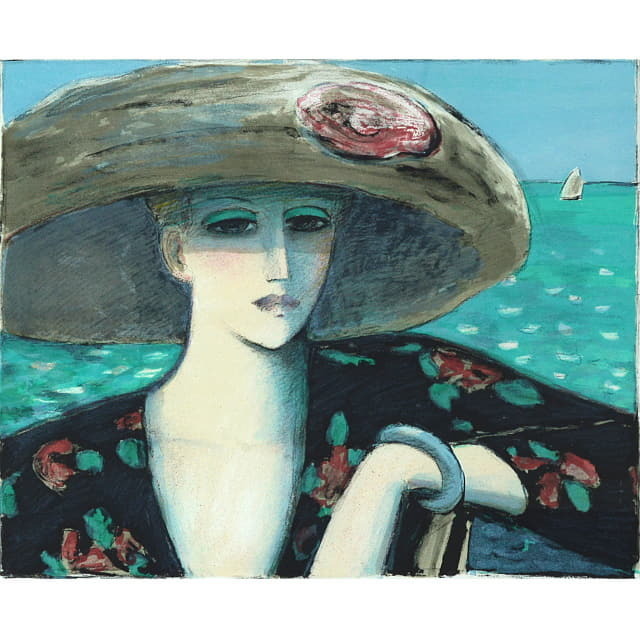 ジャン＝ピエール・カシニョール「海の前」リトグラフ 直筆サイン入り