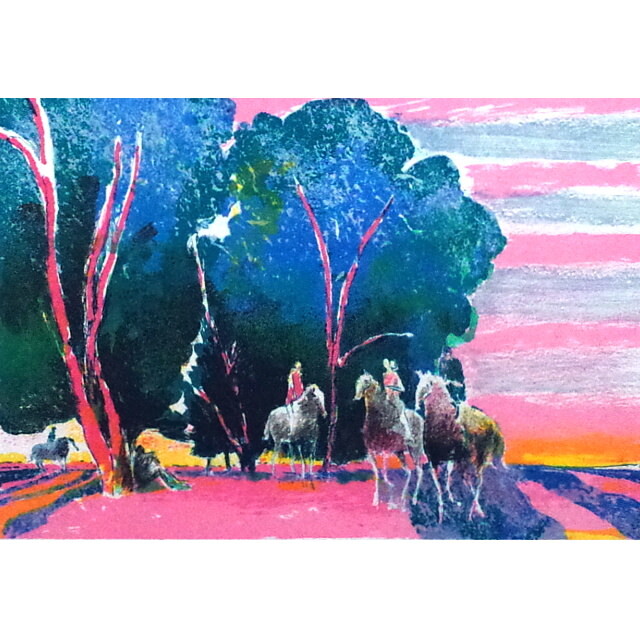 ポール・ギヤマン「朝焼けの乗馬」リトグラフ 直筆サイン入り｜絵画販売