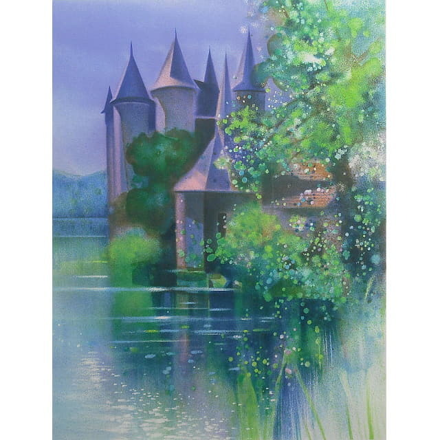 カミーユ・イレール「湖のシャトー」リトグラフ 直筆サイン入り｜絵画販売