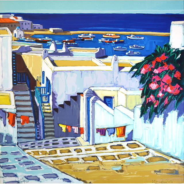 ジャン・クロード・キリチ「エーゲ海の眺め」リトグラフ 直筆サイン