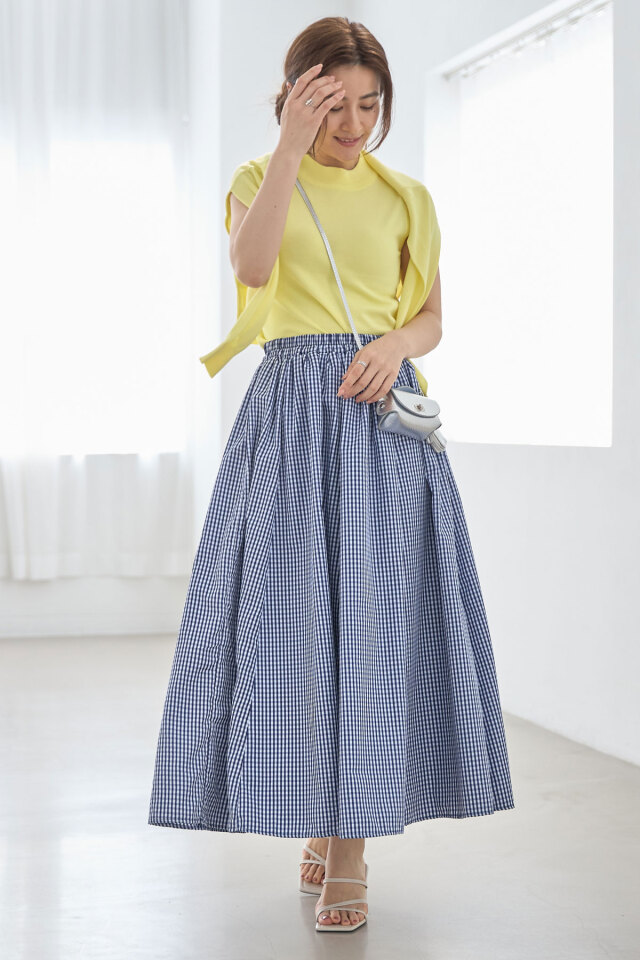 ギンガムチェックギャザースカート