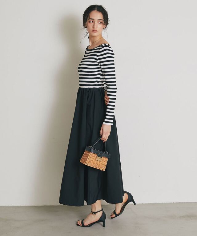 前後2WAYシャリニットドッキングワンピース（長袖）