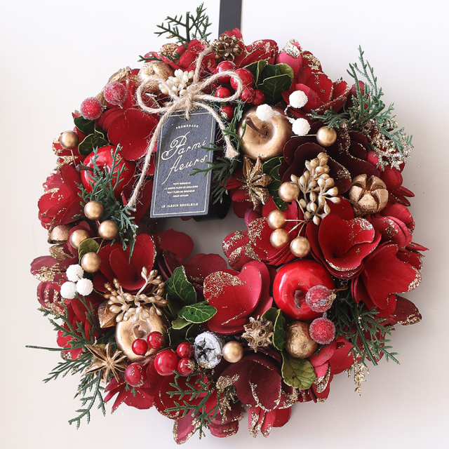 クリスマス輸入リースMサイズ【輸入ドライリース】 - 直径約32～35cm