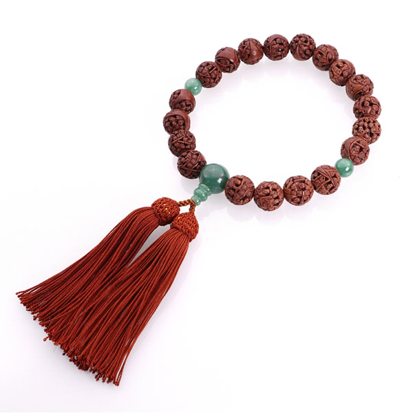 JZ-0110 男性用数珠 羅漢彫 インド翡翠仕立 18玉 お仏壇お仏具の専門店