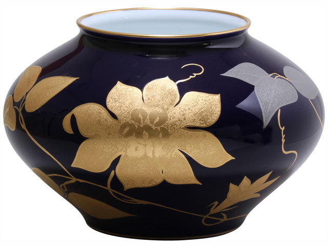 瑠璃金蝕鉄線 19cm花器