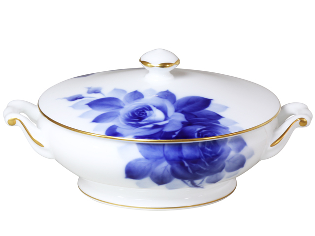 手描き】ブルーローズ（8011） 17cmケーキ皿