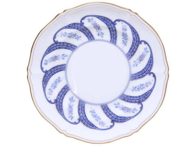 手描き】技法シリーズ 「呉須更紗」 20cmケーキ皿