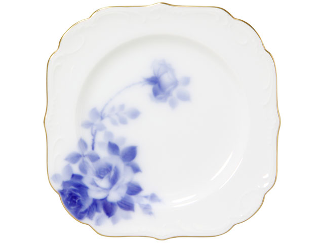 手描き】ブルーローズ（8011） 17cmケーキ皿