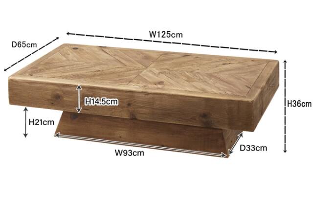 おしゃれな古材のローテーブル 幅120cm｜北欧家具アンバーデザイン