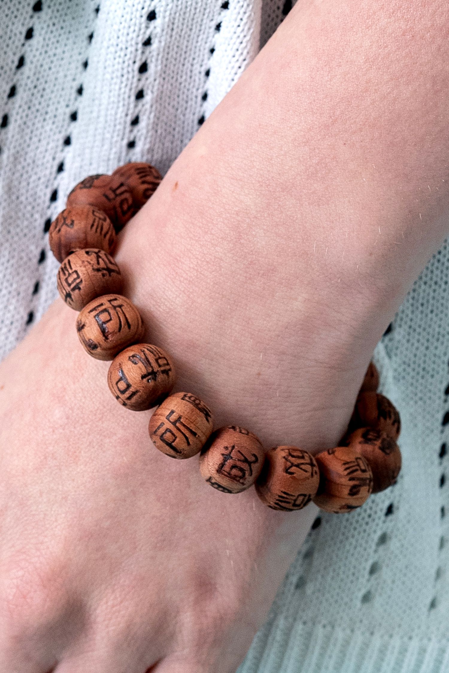 大粒文字数珠ブレスレット / メンズ レディース 木玉 ankoROCK(アンコ