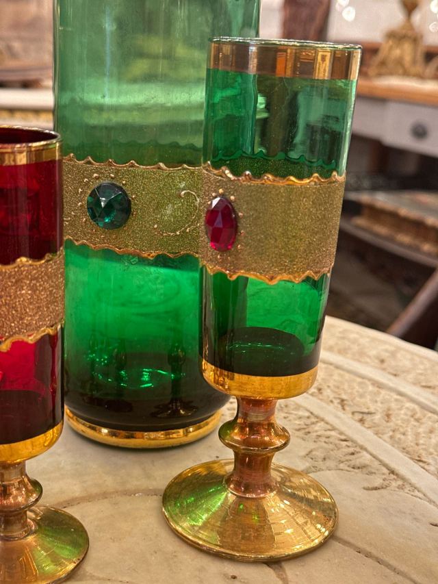 イタリア 1960年代 ガラス グラス6点 ボトルセット