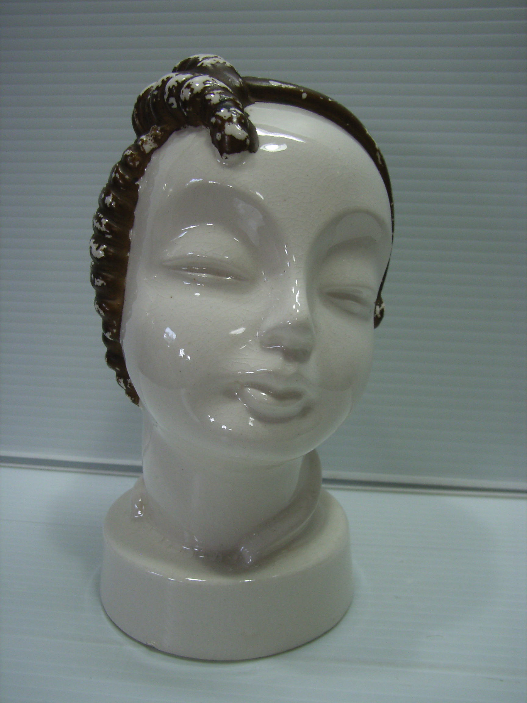 大正ロマン 陶器製 女性の顔 モダンガール アールデコ 16．0cm