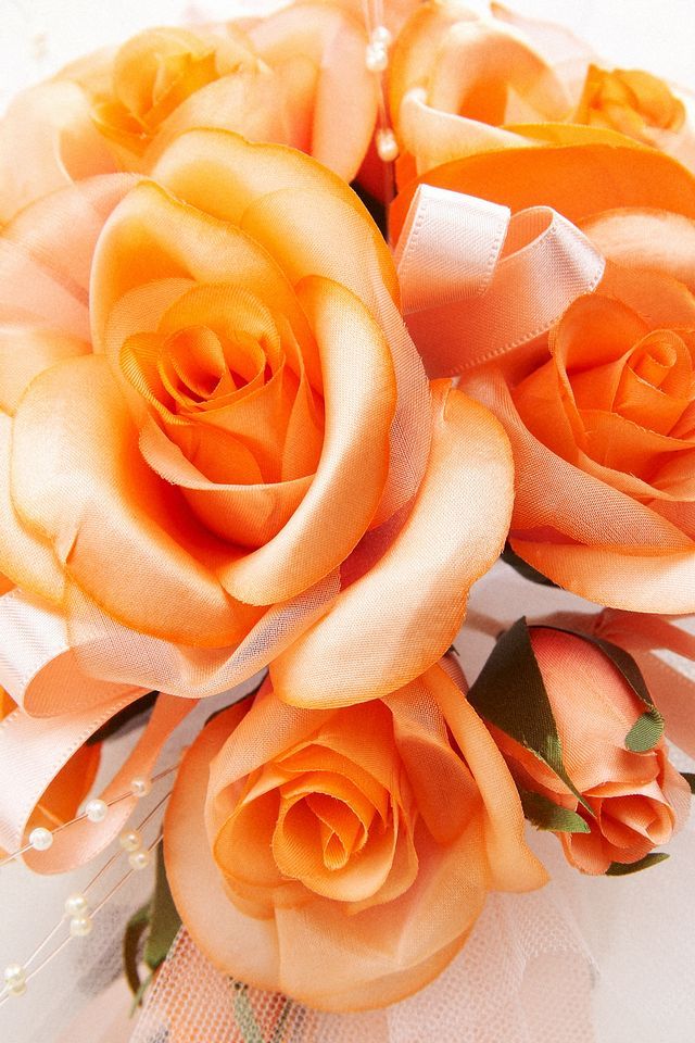 アートフラワーウェディングブーケ】プチフルールブーケ（オレンジ