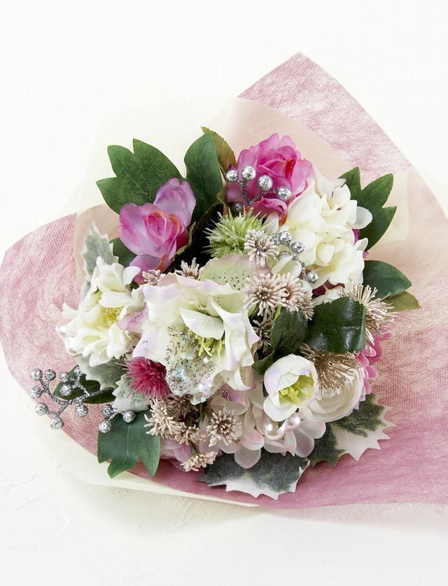 造花・アーティフィシャルフラワー花束＆トスブーケ】バラ＆クリスマス