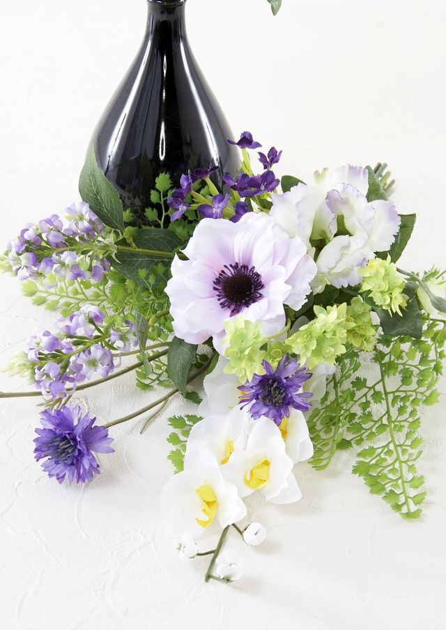 お墓・仏壇用 造花の仏花・供花】トルコキキョウとアネモネの仏花