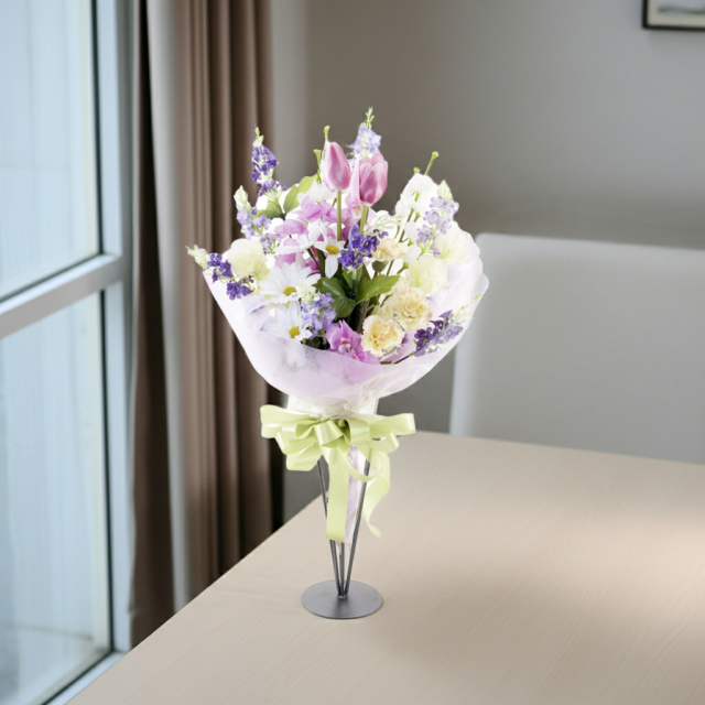 贈答・贈呈用花束・造花花束・花束ギフト】スイートピーとチューリップ