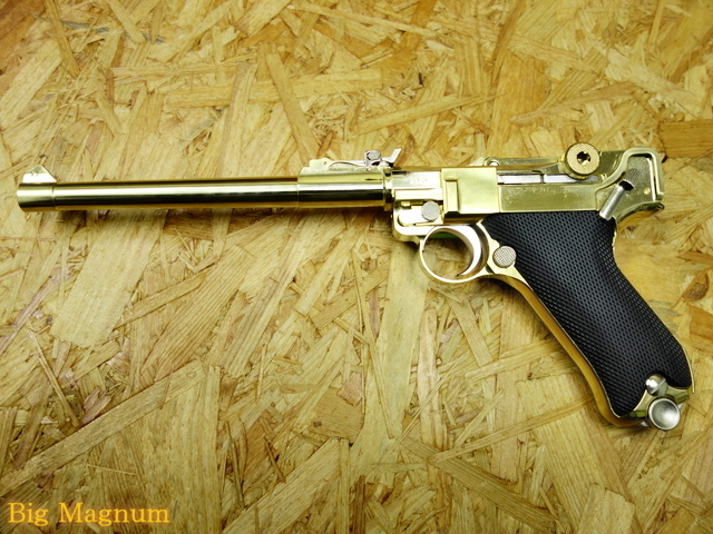 金属製モデルガン ルガー P08 8インチ ランゲラウフ ABSブラックグリップ