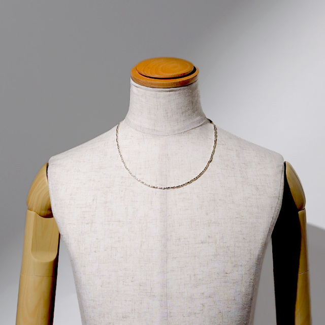 カレンシルバー シンプル パイプビーズ ネックレス 55cm メンズ