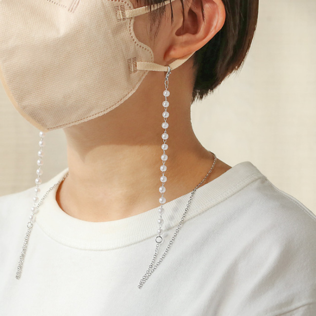 パールビーズ ＆ チェーン マスクストラップ マスクチェーン メンズ