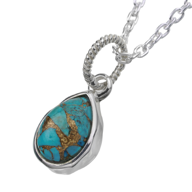 カッパーターコイズ 槌目 ティアドロップ ペンダント ≪2mmアズキ