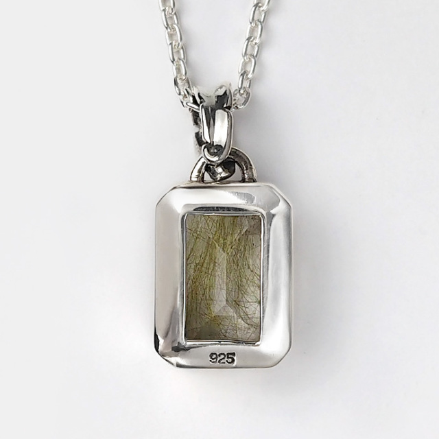 ルチルクォーツ スクエアペンダント ≪トップのみ≫ メンズ ネックレス