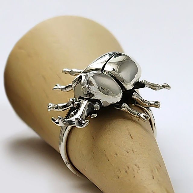 カブトムシ リング メンズ 指輪 シルバー925 シルバー 細め 昆虫 虫