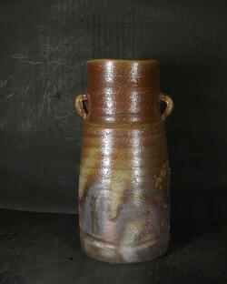 備前焼 登窯 備前焼窯元 泰山窯 共箱付き桟切・黄ゴマ耳付き花入2