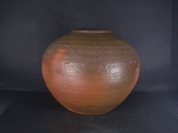 備前焼 登窯 備前焼人間国宝 伊勢崎 淳 共箱付黄ゴマ緋大壺1 備前焼卸