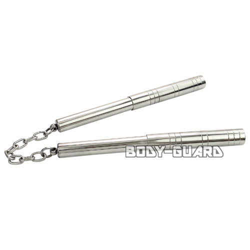 2段振出 伸縮式メタルヌンチャク シルバー