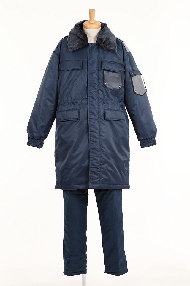 警備用防寒着】ワッペン入れ・肩章・反射テープ付き警備用防寒コート5850