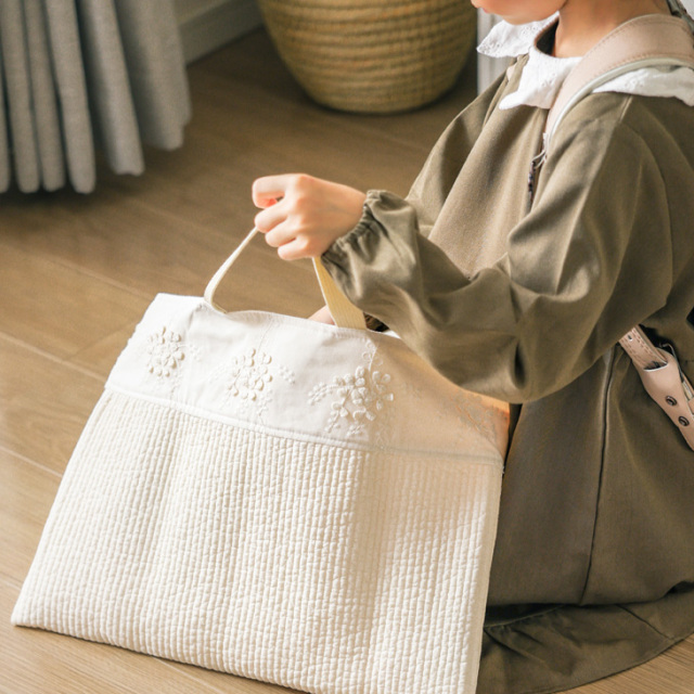 名入れ】レッスンバッグ 2color フラワーエンブロイダリー